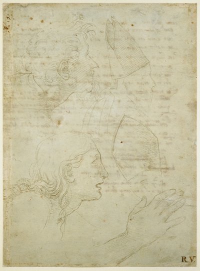 Studies of a Head and a Hand (recto). Rough Draft of the Sonnets 